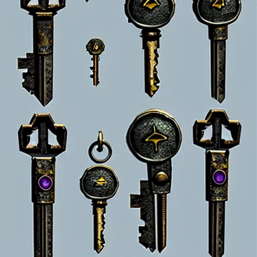 Prompt: a metal key for the doors, rpg game inventory item, low poly 3d style, mystical