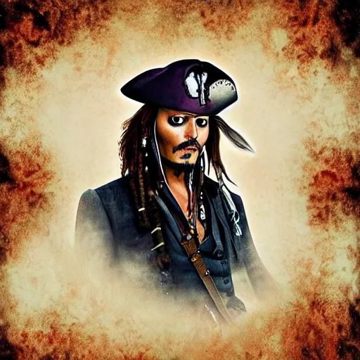 Image similar to portrait of johnny depp as captain jack sparrow, highly detailed, centered, solid color background, digital painting