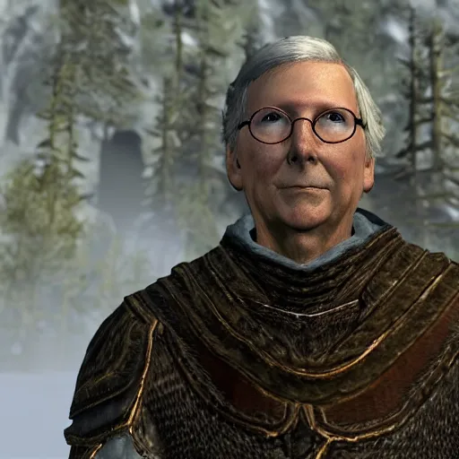 Image similar to a screenshot of mitch mcconnell in skyrim