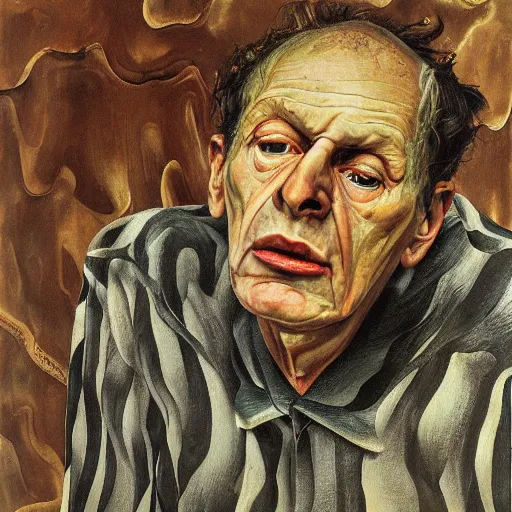 Image similar to high quality high detail painting by lucian freud, hd, portrait of possessed soul