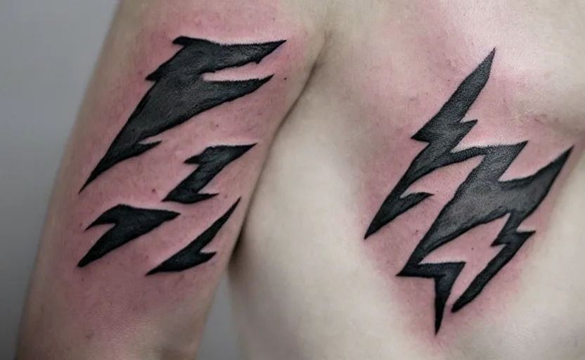 Prompt: handpoke tattoo of lightning