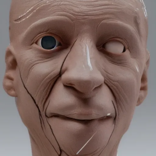 Image similar to sculpting a human face from extremely wet, streaky lines clay