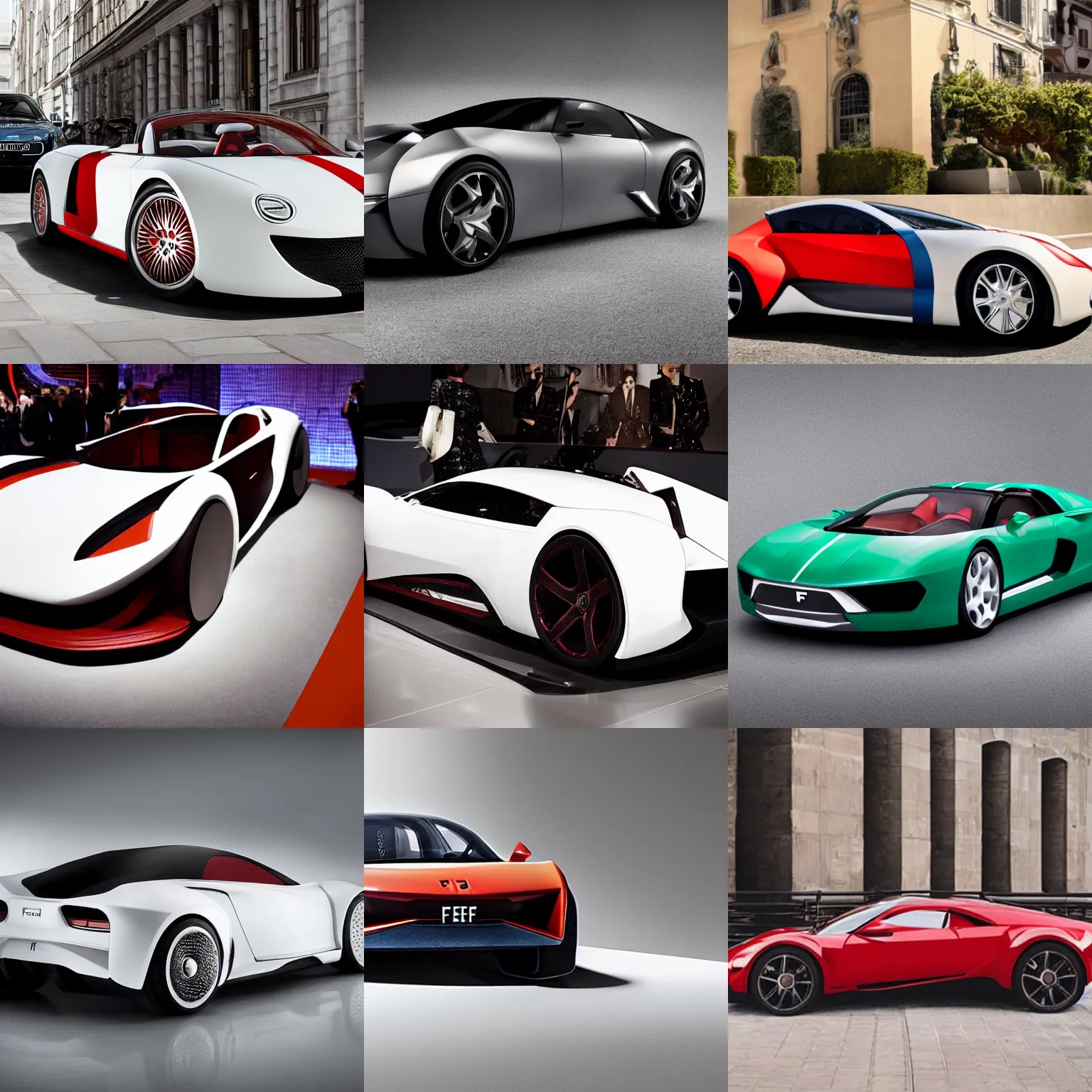 Prompt: designer sports car made by fendi