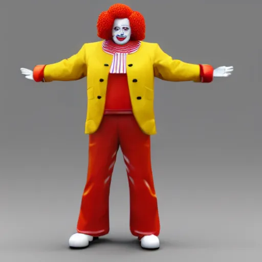 Prompt: 3 d render of ronald mcdonald