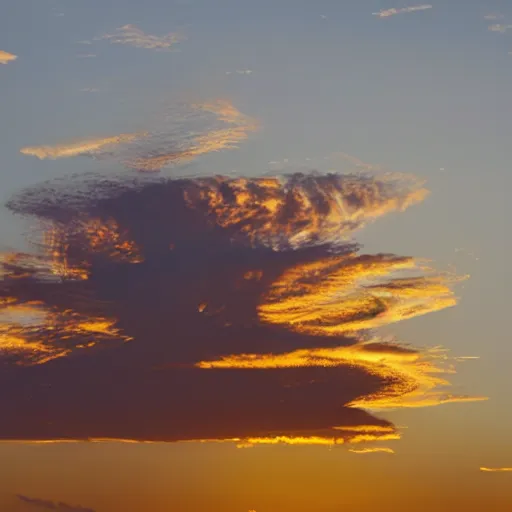 Image similar to sunset clouds in shape of a gigantic angel face