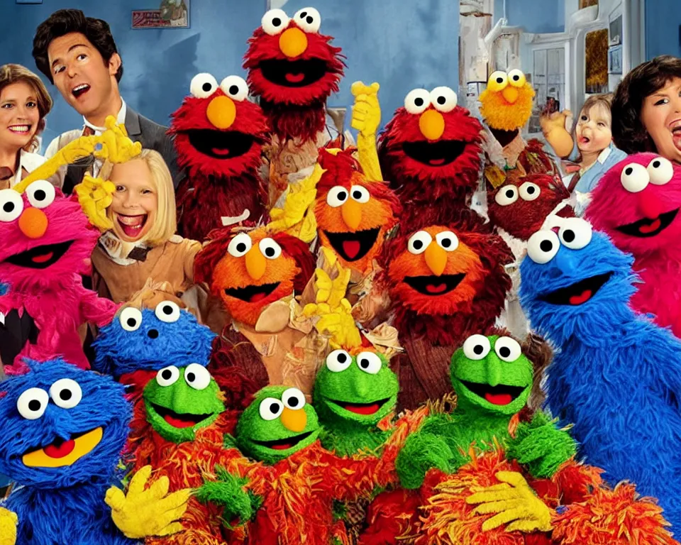 Prompt: a horror movie poster featuring sesame street celebrating Thanksgiving -n 10