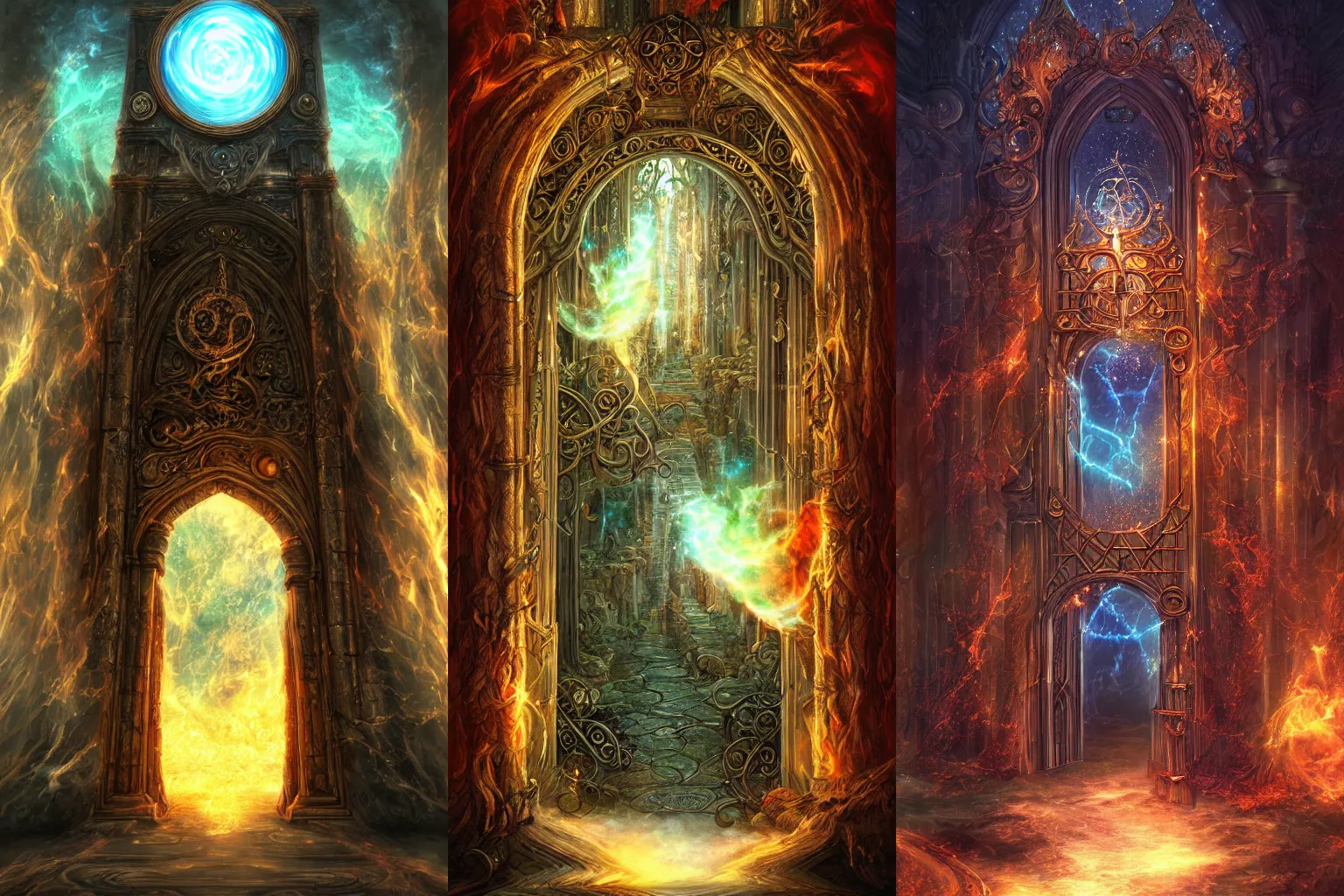 Prompt: The gate to the eternal kingdom of alchemists, fantasy, digital art, HD, detailed.