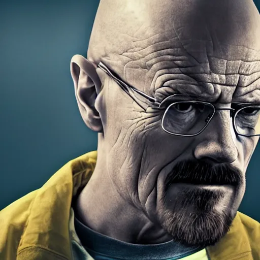 Prompt: Walter White with worms coming out of his head. Hyper realistic image, award winning photography