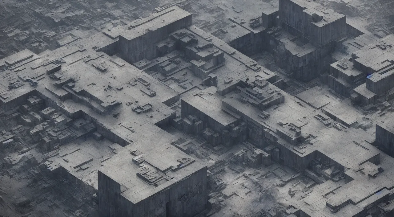 Image similar to big brutalist imperial military base on cliffs, drawing architecture, very long shot, top angle, imperial architecture in rogue one, pritzker architecture prize, brutalism architecture, jan urschel