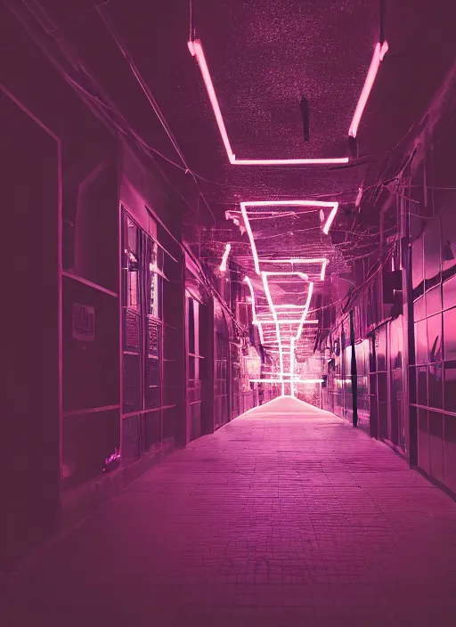 Image similar to a view of a spooky neon corridor, depth of field photo by yi insang, unsplash, video art, blur, wallpaper, cinematic view