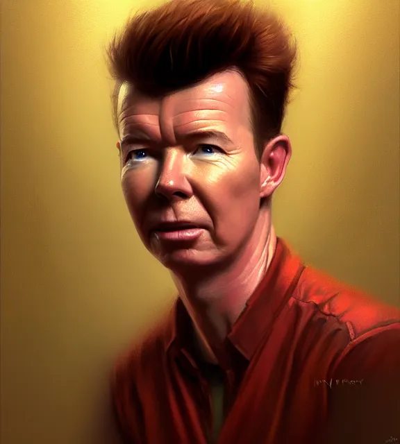 Prompt: rick astley painted on a red brick, perfect face, cinematic, highly detailed, digital painting, artstation, smooth, hard focus, illustration, art by jessica rossier and and brian froud