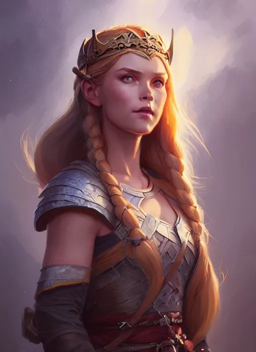 Image similar to pretty viking princess, portrait, art by artgerm and greg rutkowski and magali villeneuve, d & d, fantasy, highly detailed, portrait, digital painting, trending on artstation, concept art, sharp focus, illustration