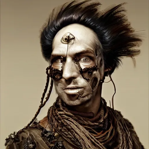 Image similar to portrait of a Shibari rope wrapped face and neck, headshot, insanely nice professional hair style, dramatic hair color, digital painting, of a old 17th century, old cyborg merchant, mouth wired shut, amber jewels, baroque, ornate clothing, scifi, realistic, hyperdetailed, chiaroscuro, concept art, art by Franz Hals and Jon Foster and Ayami Kojima and Amano and Karol Bak,