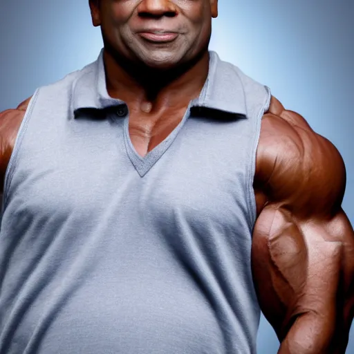 Image similar to kevin from the office as a body builder, 4k, high detail, high-resolution photograph, professional photography, ultra-detail