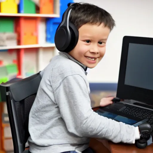 Image similar to a kid using a talking computer