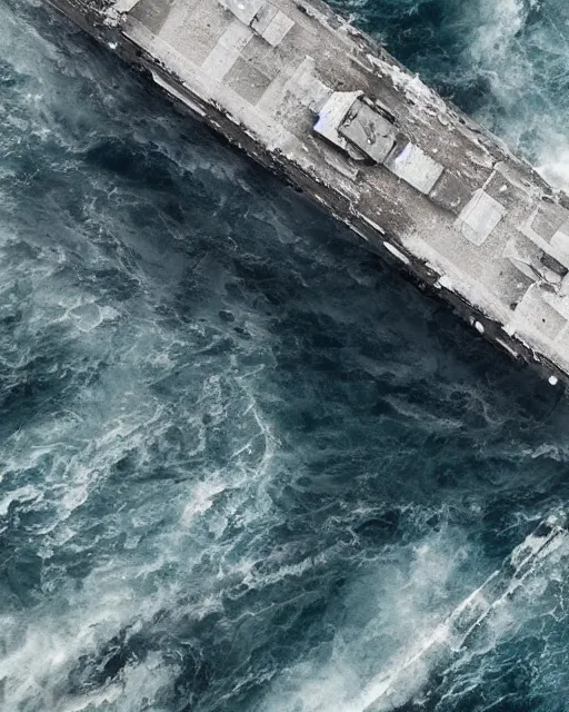 Prompt: view from an aircraft carrier of stormy seas, stormy weather, unreal engine, hyper realism, realistic shading, cinematic composition, realistic render, octane render, detailed textures, photorealistic, ultrawide shot, 16mm lens