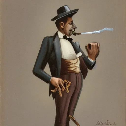 Image similar to an antropomorphic horse wearing a suit smoking a cigar