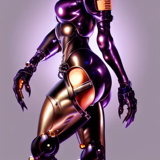 Prompt: fantasy cyborg woman, art by hajime sorayama, sharp focus, illustration, highly detailed, concept art, matte, trending on artstation,, h 6 4 0