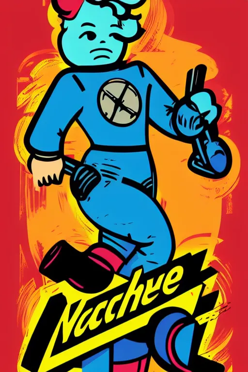 Image similar to fallout 7 6 retro futurist illustration art by butcher billy, sticker, colorful, illustration, highly detailed, simple, smooth and clean vector curves, no jagged lines, vector art, smooth andy warhol style