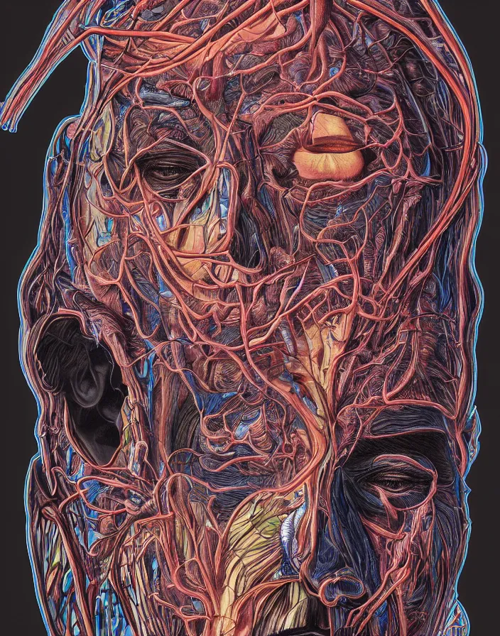 Prompt: an anatomical illustration of Kanye West from a medical journal by Nychos and Alex Grey, highly detailed, high detail, 8k