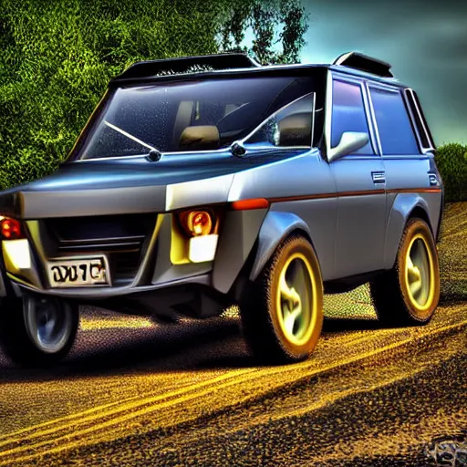 Prompt: futuristic version of an Lada Niva, Realistic, HDR, Clear Image