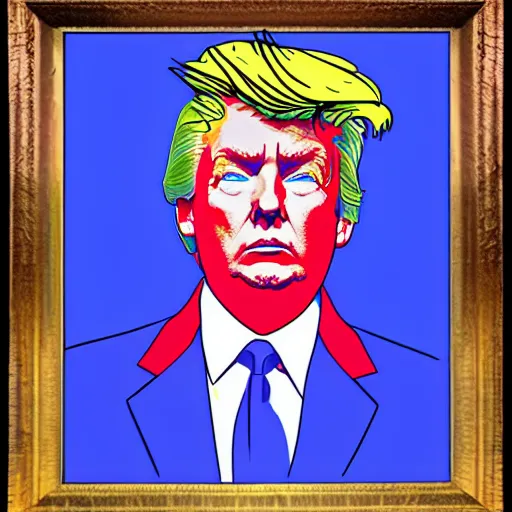 Image similar to vaporwave donald trump