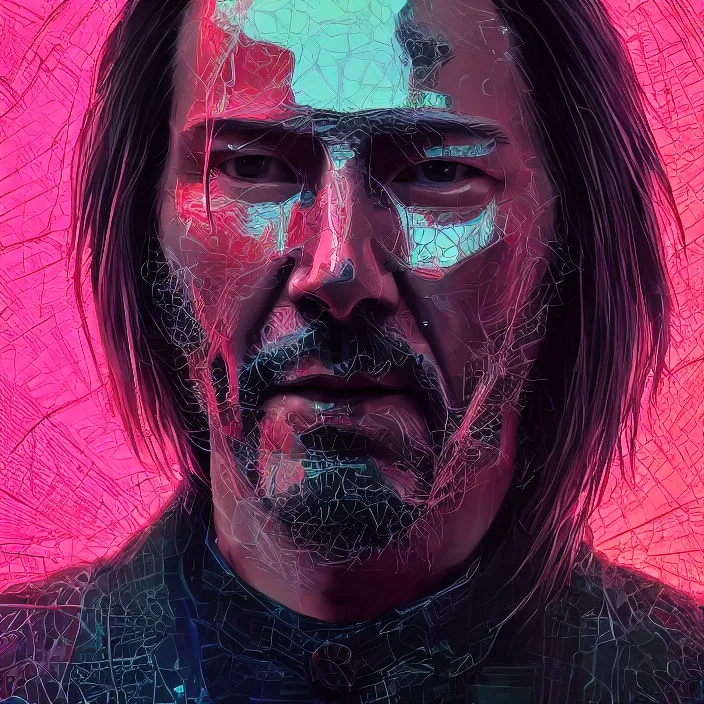 Prompt: portrait of Keanu Reeves as skeleton. intricate abstract. intricate artwork. by Tooth Wu, wlop, beeple, dan mumford. octane render, trending on artstation, greg rutkowski very coherent symmetrical artwork. cinematic, hyper realism, high detail, octane render, 8k, iridescent accents