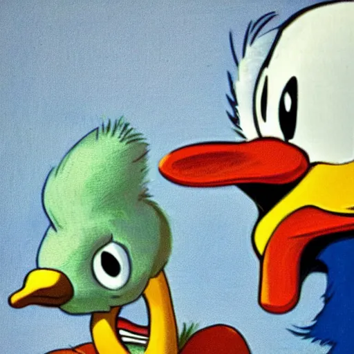 Image similar to Donald duck eating a duck