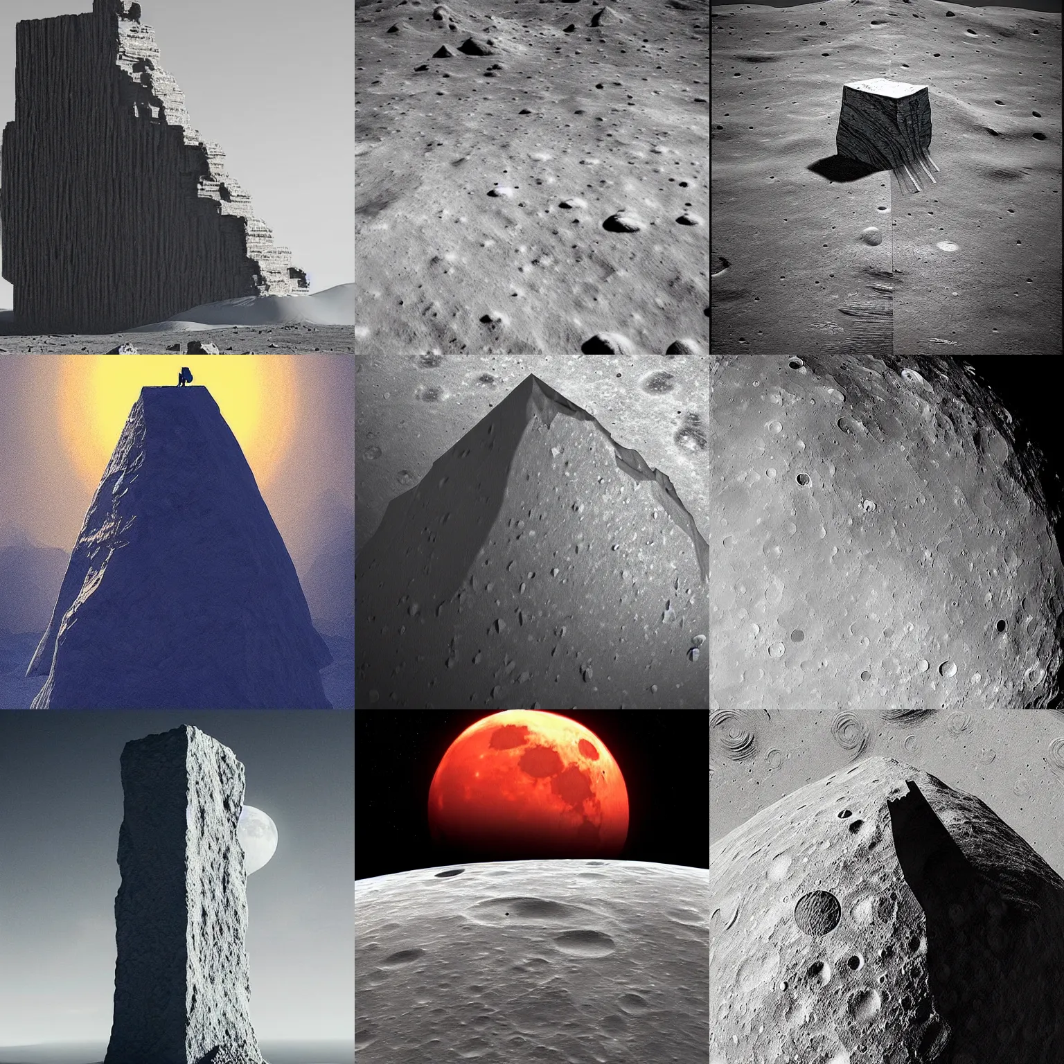Prompt: the monolith on the moon, 4 k, artstation, pinterest.
