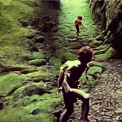 Image similar to Gollum running from frodo, action , go pro footage