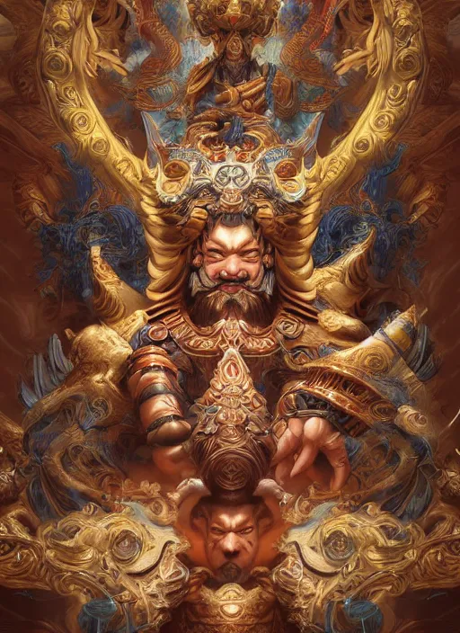 Image similar to digital painting of chinese gods, by filipe pagliuso and justin gerard symmetric, fantasy, highly detailed, realistic, intricate port