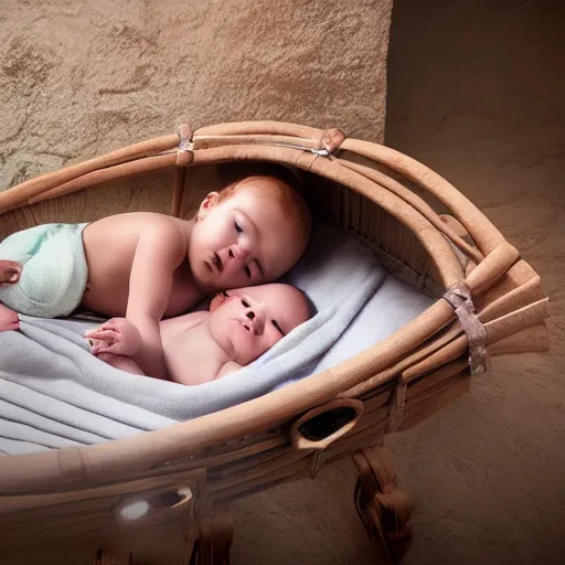 Image similar to Owens Valley Paiute girl and baby in traditional cradle board, unreal 5, hyper realistic, realistic, photo realistic, dynamic lighting, highly detailed, cinematic landscape, studio landscape, studio lighting