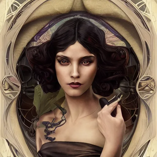 Image similar to an art nouveau, ( dieselpunk ), multi - racial portrait in the style of anna dittmann and charlie bowater and chanthara. very large, clear, expressive, and intelligent eyes. centered, ultrasharp focus, dramatic lighting, photorealistic digital matte painting, intricate symmetrical ultra detailed background.