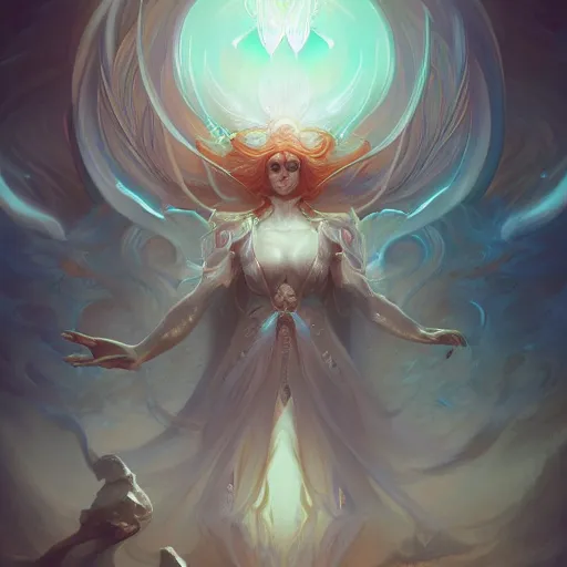 Image similar to a gorgeous emanation from angelarium, symmetry composition, by pete mohrbacher and artgerm and wlop, digital art, highly detailed, intricate, fantasy, mystical, Trending on Artstation HQ, deviantart, unreal engine, 4K UHD image