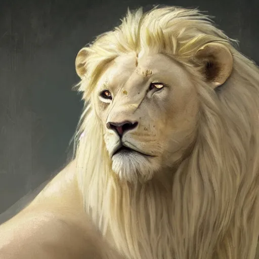 Prompt: a beautfiul award winning commission portrait of an anthro albino lion wearing diamond victorian armour,digital art,art by greg rutkowski,character design by charles bowater,photorealistic,ross tran,hyperdetailed,detailed face,fascinating,2021,western comic style