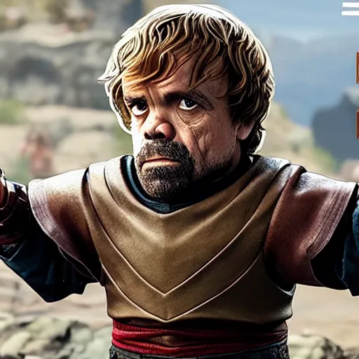 Prompt: Tyrion Lannister fighting in apex legends