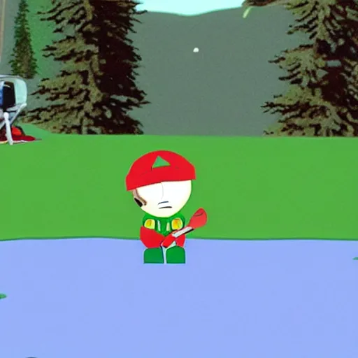 Image similar to master chief play golf in south park episode