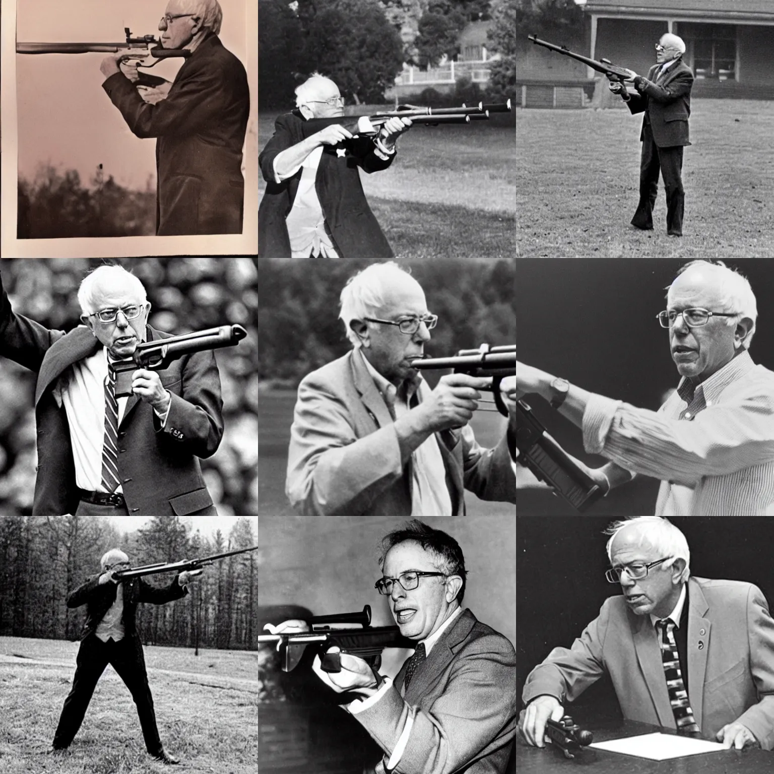 Prompt: historical photo of bernie sanders as a sharpshooter