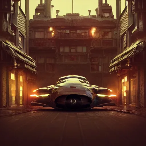 Image similar to cyborg cyber vintage supercar slick warm tones : by michal karcz, daniel merriam, victo ngai and guillermo del toro : ornate, dynamic, particulate, intricate, elegant, highly detailed, centered, artstation, smooth, sharp focus, octane render