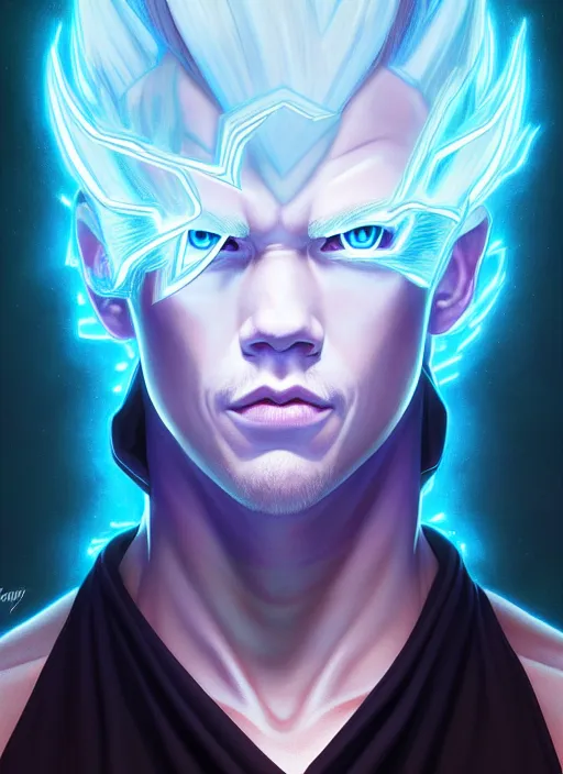 Prompt: symmetry!! portrait of ultra instinct matthew lillard shaggy, epic, blue aura, sparks and thunders, highly detailed, dynamic lighting, digital art, digital painting, artstation, wlop, sharp focus, illustration, art by artgerm and greg rutkowski and alphonse mucha, 8 k