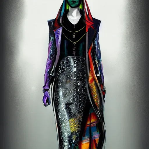 Image similar to Gothic retrofuturism fashion, gucci catwalk, oil painting, digital art, ultradetailed, artstation