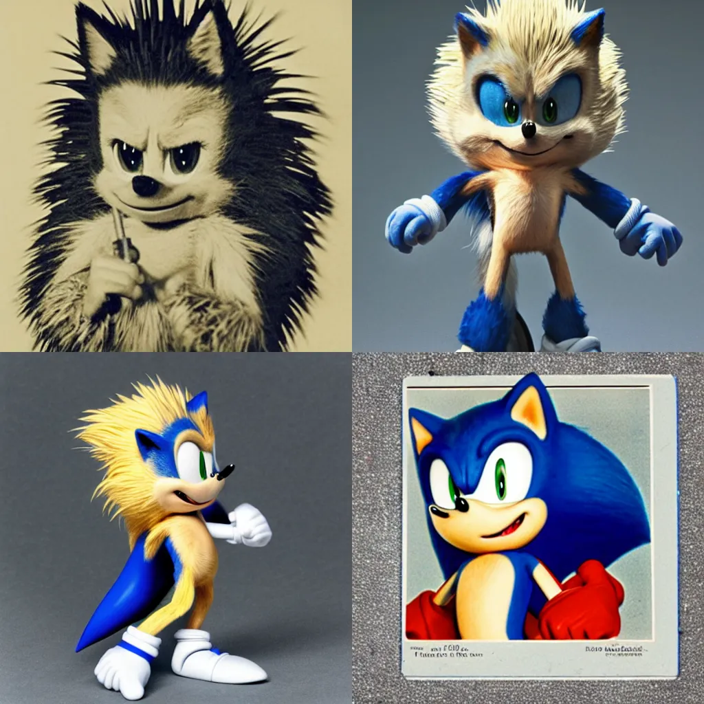 Prompt: Vintage Hollywood Photo of Sonic the Hedgehog, 100mm