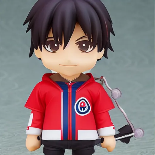 Image similar to high quality portrait flat matte painting of cute Carey Price in the style of nendoroid and manga NARUTO, flat anime style, thick painting, medium close-up