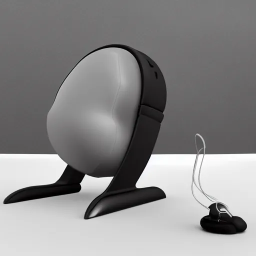 Image similar to wireless headphone stand, futuristic, techno, cyberpunk, product design, 3 d render, concept, fun, swag