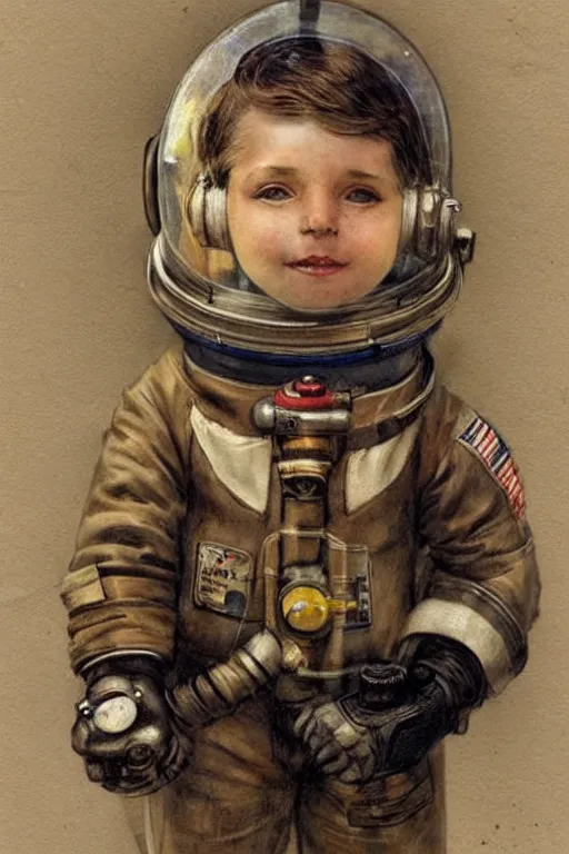 Image similar to (((((portrait of boy dressed as steampunk astronaut costume . muted colors.))))) by Jean-Baptiste Monge !!!!!!!!!!!!!!!!!!!!!!!!!!!