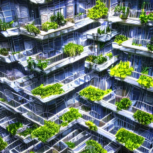 Image similar to of a building full of plants, futurism, mc Escher, photography, architecture, 8k, detailed