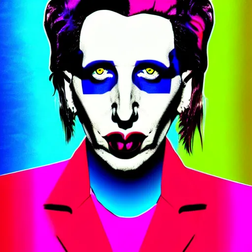 Image similar to an extremely psychedelic portrait of marilyn manson as andy warhol, surreal, lsd, face, detailed, intricate, elegant, lithe, highly detailed, digital painting, artstation, concept art, smooth, sharp focus, illustration