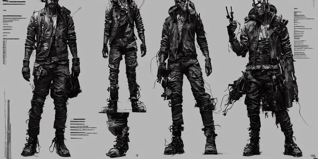 Prompt: Cyberpunk Tom Waits design, character sheet, Kim Jung Gi, Greg Rutkowski, Zabrocki, Karlkka, Jayison Devadas, Phuoc Quan, trending on Artstation, 8K, ultra wide angle, zenith view, pincushion lens effect