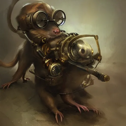 Image similar to a rat with steampunk googles, by Ruan jia