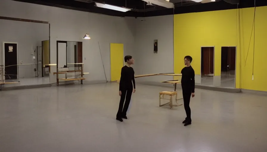 Prompt: color giallo movie set at a ballet school, about a killer with a knife